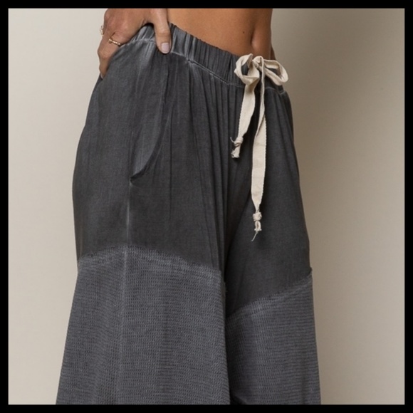 POL Wide Leg Pants W/Drawstring Mix Fabric RESTOCKING IN BLACK & 4 MORE COLORS! - Picture 11 of 14